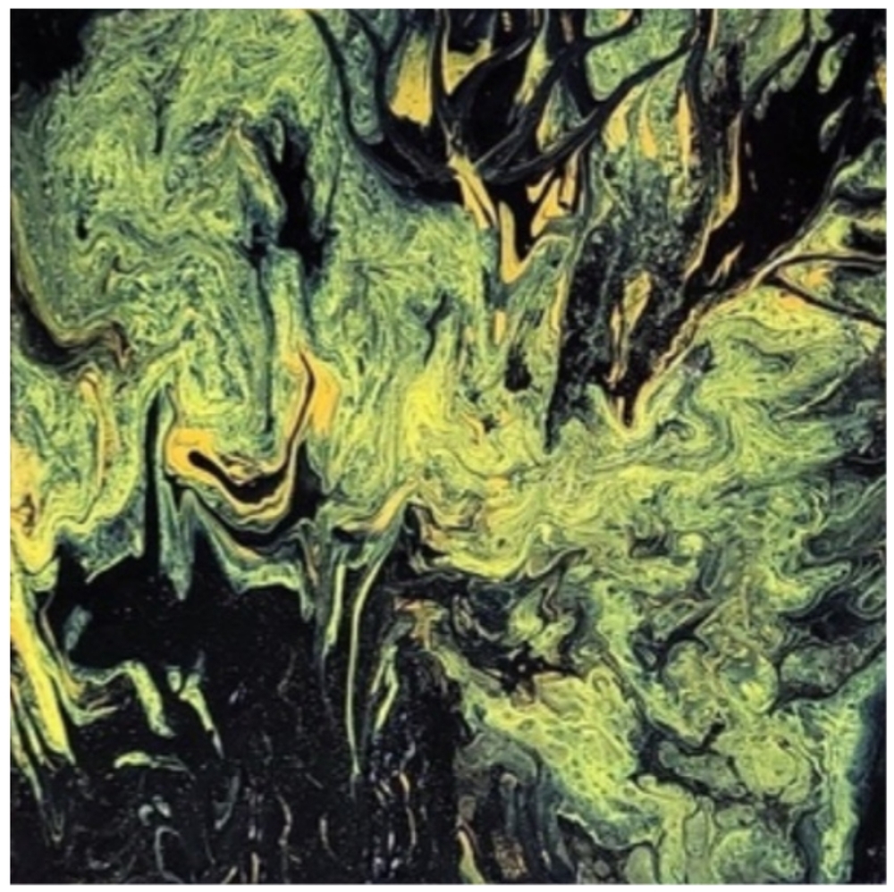 Black and Yellow Textured Abstract Design 12 x 12 Inches Canvas Painting - Picture 3 of 4